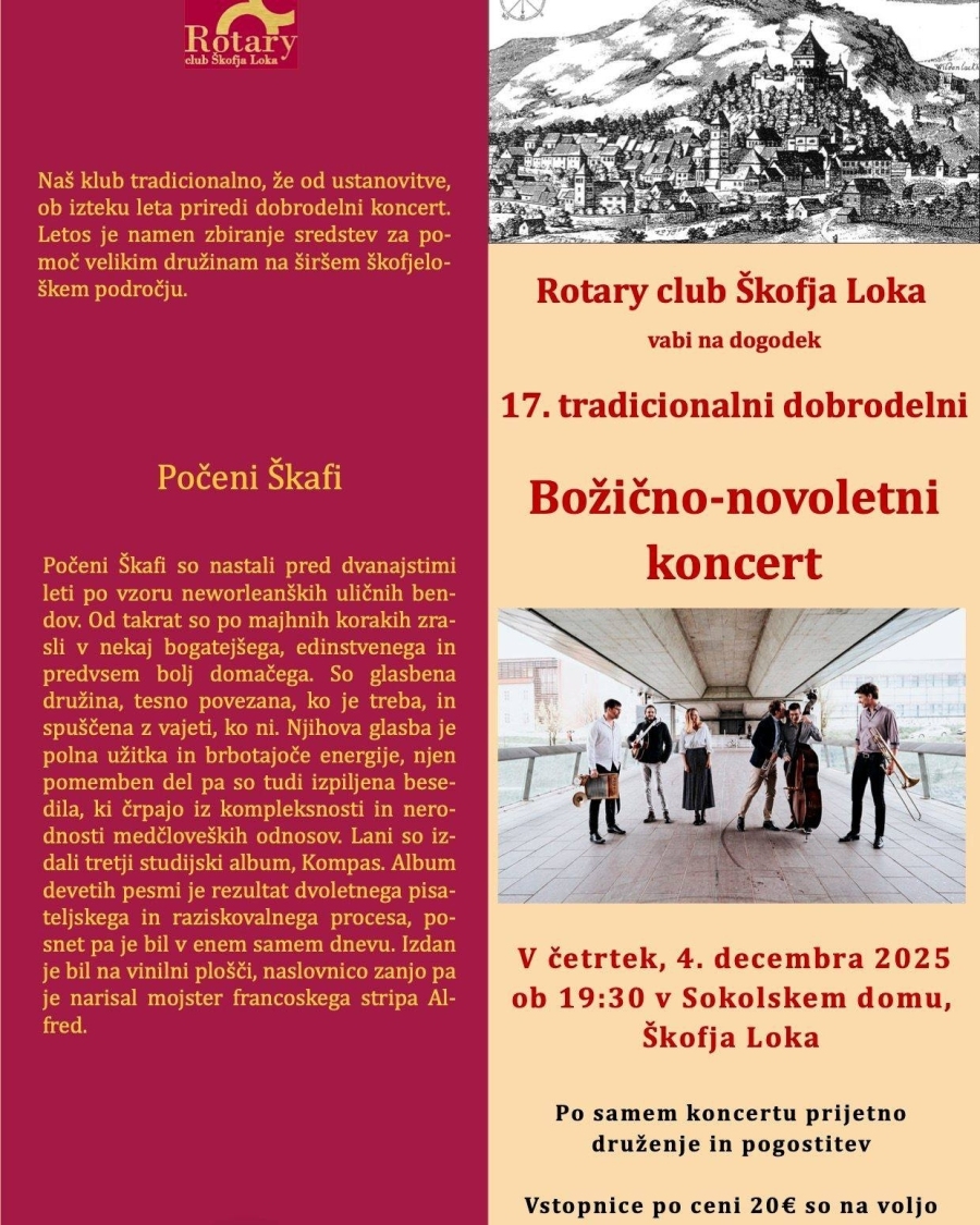Vabilo Rotary club na decembrski dobrodelni koncert