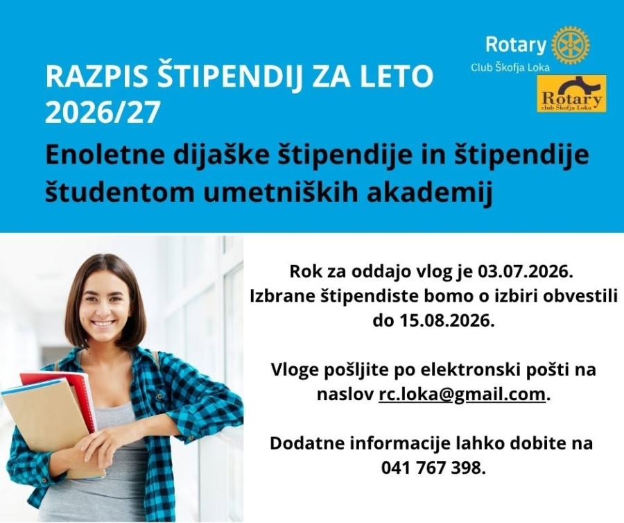 Razpis štipendij 2026/27
